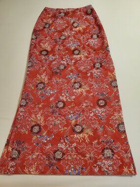 L*O*L Red Chinese Print Pencil Skirt w/ Split